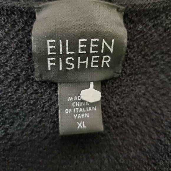 Eileen Fisher Black Italian Wool Duster Cardigan Sweater Shawl Collar sz XL - Picture 5 of 6